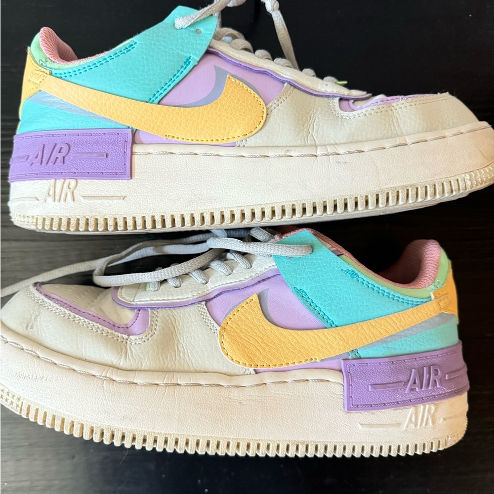 Nike Cream and Yellow Sneakers Dynamic Air Force 1